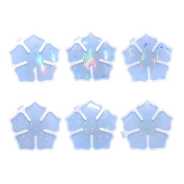 Resin Coaster Molds Fancy Flower Shape Cup Mat Silicone Mold Rainbow