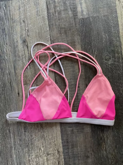 Bikini Top Bathing Suit Swim Swimming Pink Strappy Triangle Size Large