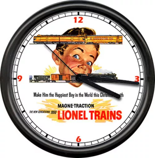 Lionel Train Cars Set Retro Conductor Railroad Retro Advertising Sign Wall Clock