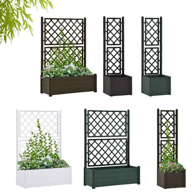 Festnight Pflanzkasten Mit Rankgitter 160cm - Hochbeet Mit Spalier Für Terrasse & Garten