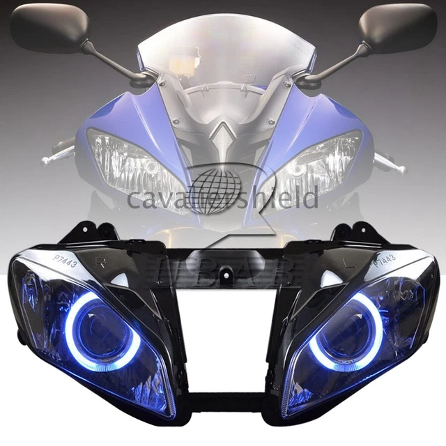 Assemblaggio fari proiettore occhio angelo blu kit fascio hi/lo nascosto per Yamaha YZF R6