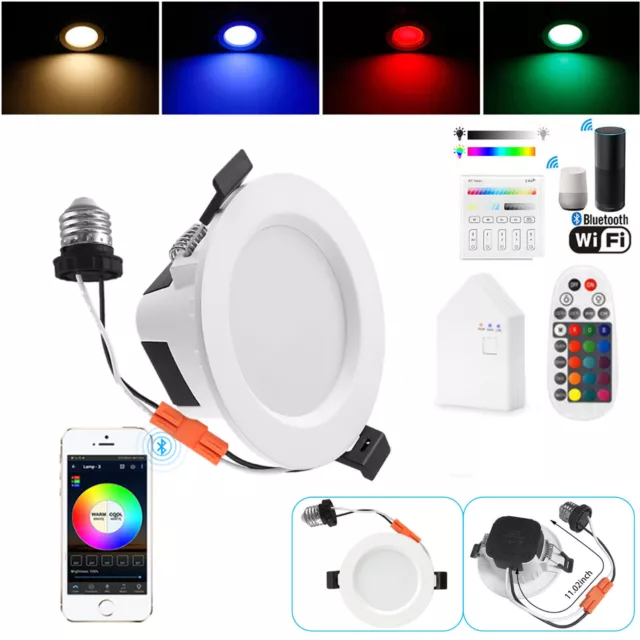 9W 4inch RGB CCT LED Recessed Ceiling Light WIFI Bluetooth Downlight Dimmable US