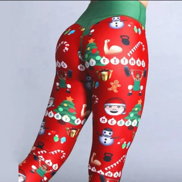 Leggings Natale per Ragazze e Donna Pantaloni Yoga Sportivi Stampati Digitalmente 3D 7