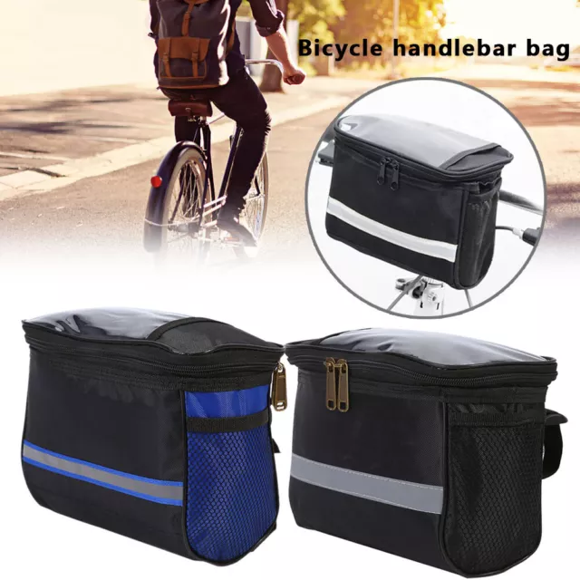 Bike Handlebar Bag With Reflective Strap Bicycle Front Bag Bike Pouch Cycling