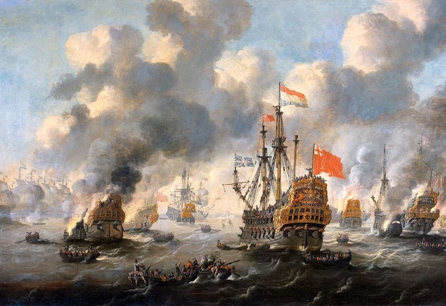 Stampa Battaglia di Medway, Peter Van De Velde Poster pittura murale arte A3 A4