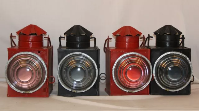 Vintage 4Pc Zug Licht Signal Eisenbahn Britische Southern Lampe / Laterne