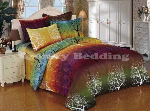 Rainbow Tree 2pc or 3pc Duvet Cover Set: Duvet Cover & Pillow Shams, All Sizes