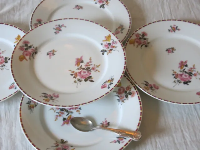 5 assiettes à dessert en porcelaine de Limoges de chez Balleroy frères en très b