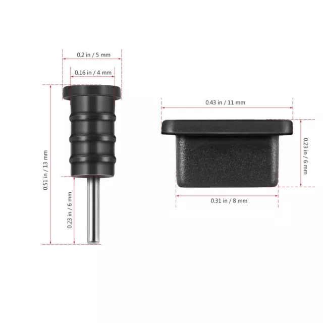 Staubschutz Kappen Kappe Stöpsel Set USB-C Kopfhörer-Anschluss schwarz 1x Set