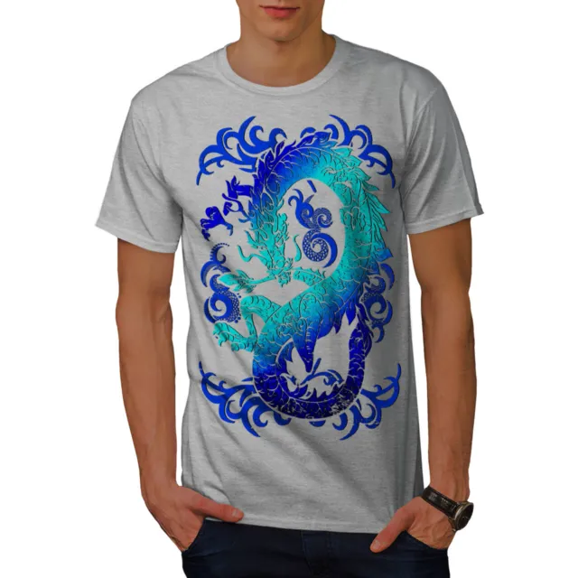 Wellcoda Fantasy Dragon Mystical Mens T-shirt, Myth Graphic Design Printed Tee