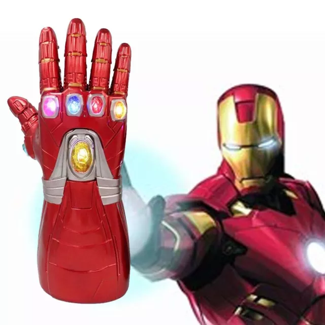 Adult Kids Iron Man Thanos Gauntlet Infinity War Gloves With LED Xmas Gift AU