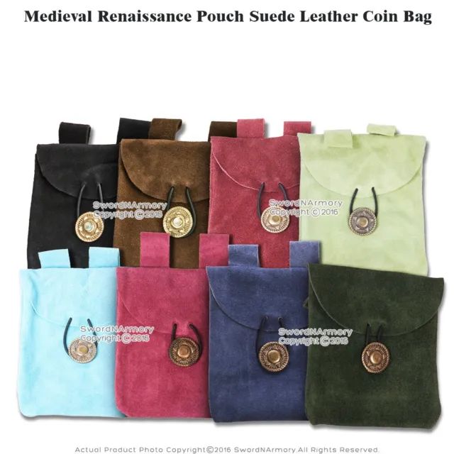 Medieval Renaissance Pouch Genuine Suede Leather Coin Bag LARP Cosplay