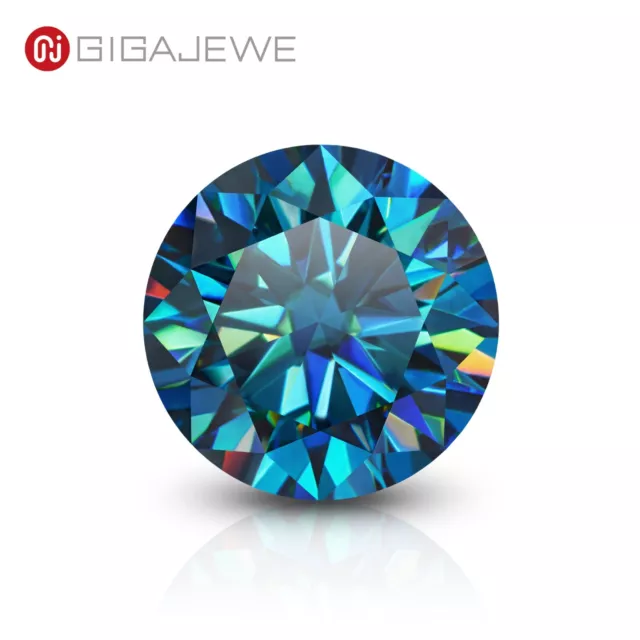 GIGAJEWE Nova Blue Color Moissanite Stone Loose Gemstone Excellent Round Cut