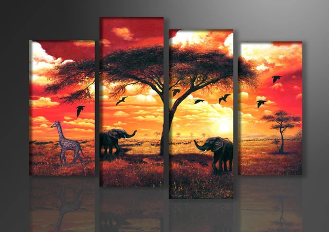 Tableau Toile USA Retro 80x60cm - Impression Numérique Sur Véritable Toile - Prêt à Accrocher - Visario