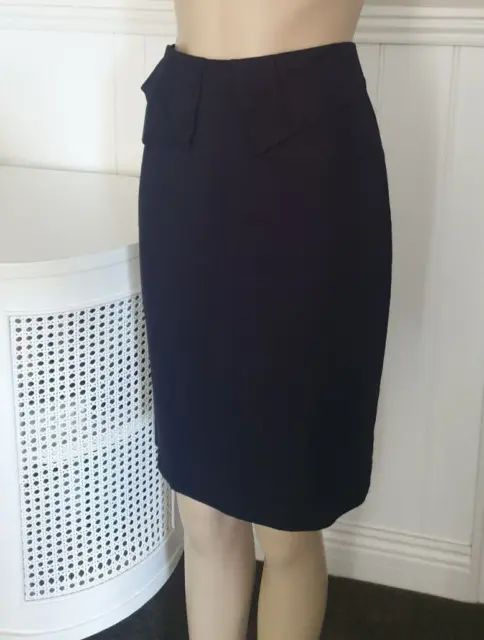 VERONIKA MAINE navy blue linen blend skirt Size 8 Excellent condition
