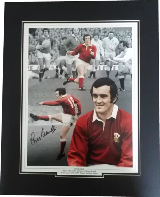 Phil Bennett Wales Rugby Signed 16x12 Montage Photo Mounted AFTAL #215