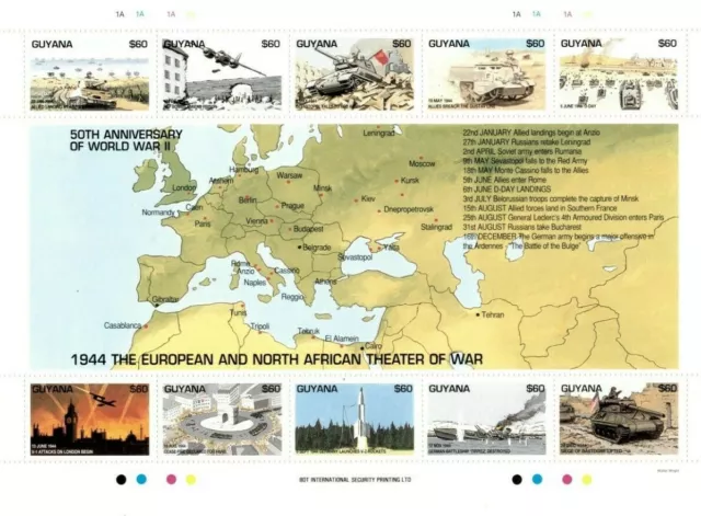 Guyana - 1994 - World War II - Sheet Of 10 Stamps - Scott #2816 - MNH