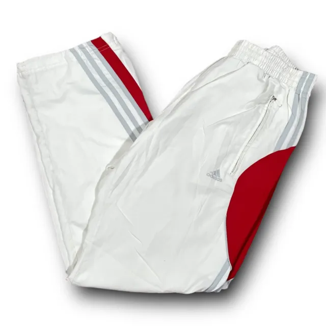 ADIDAS Pantaloni Tuta Track pants Usati Vintage Bianco Rosso Sport Uomo Taglia S