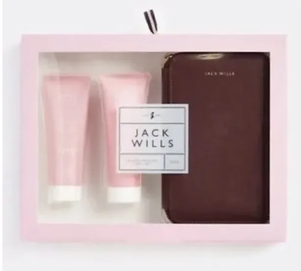 New JACK WILLS Travel Wallet Gift Set - Includes Five Body Wash & Body Lotion