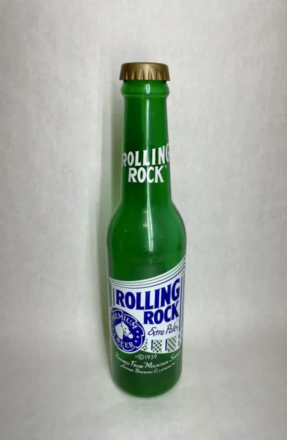 Rolling Rock Extra Pale Bottle Shaped Coin Bank 23” x 6” Latrobe Brewing Co. PA
