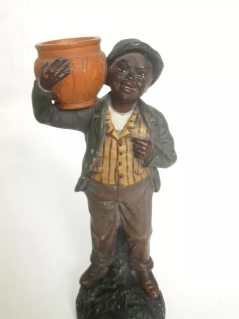 ANTIQUE 19thc AUSTRIAN JOHANN MARESCH AFRICAN BOY POTTERY FIGURINE MATCH HOLDER 3