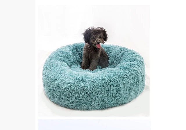 NEW Donut Plush Pet Dog Cat Bed Fluffy Soft Warm Calm Bed Sleeping Kennel Nest
