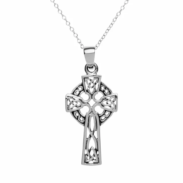 81stgeneration Sterling Silber keltische Kreuz Anhanger Halskette