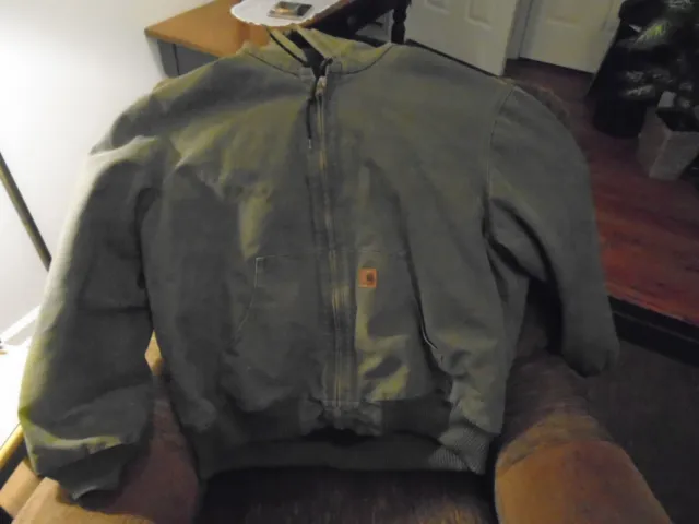 Vintage Carhartt Hooded Work Wear Jacket J130 ARG Green Men’s Size 2XL