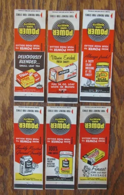 Pre 1953 Power Supermarkets Set Of 6 (Hq: Toronto, Ontario) (Extremely Rare!) F9