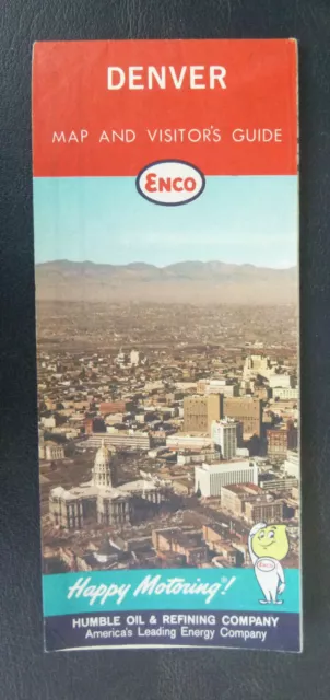 1961 Denver street road map Enco oil gas Colorado