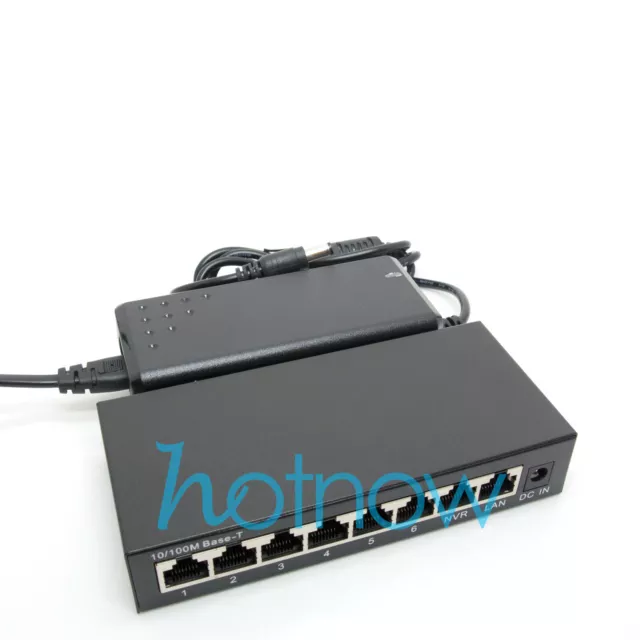 DSLRKIT 12V 72W 8 Ports 6 PoE Injector Power Over Ethernet Switch 4,5+/7,8-