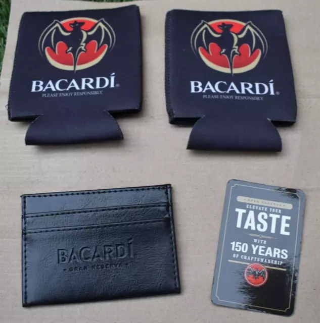 Bacardi Koozie (2) & Bacardi Gran Reserva Card Wallet Holder (2) Lot 4  New B21
