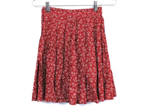 VTG Girls Cotton Skirt 1940s Red & White Anchor Print Fantastic WW2  22” Waist