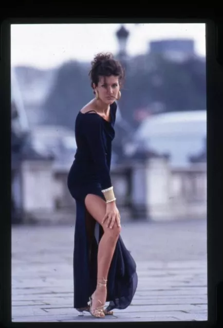 Celine Dion Vintage Sexy Leggy Glamour Pose in Black Original 35mm Transparency
