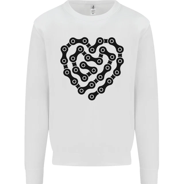 Heart Bike Chain Cycling Biker Motorbike Kids Sweatshirt Jumper