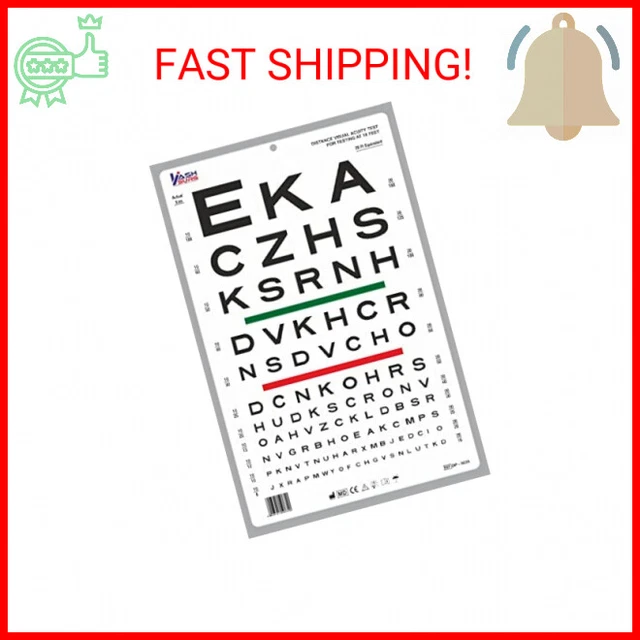 Snellen Visual Acuity Eye Chart for 10 Feet Chart 14 x 9 Inches