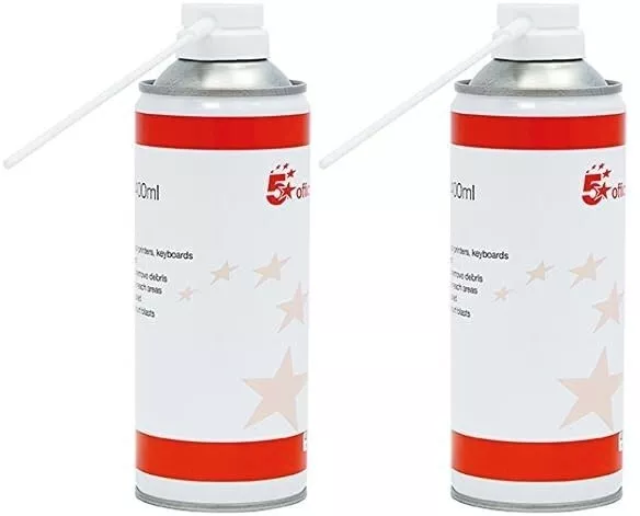 2pk 5 Star Air Duster Can 400ml - Powerful Compressed Air Spray Can Removes Dust