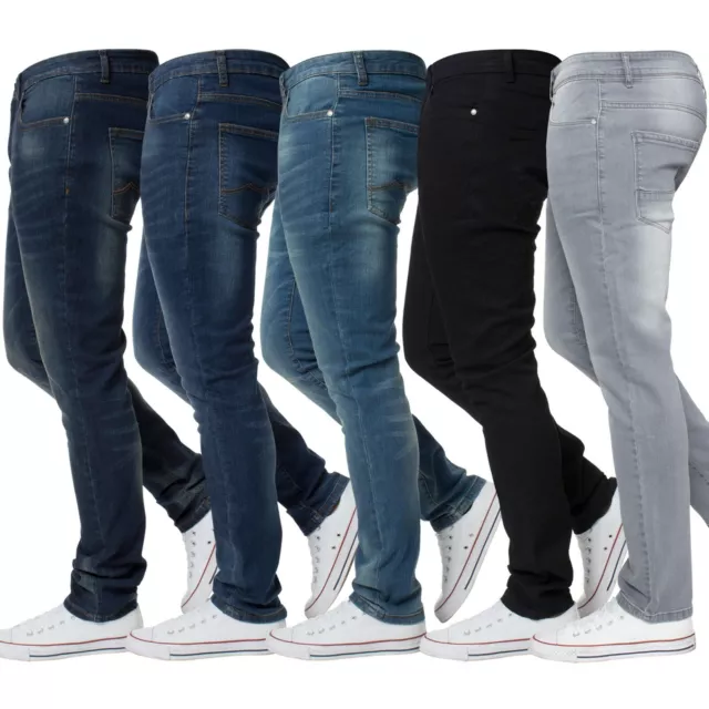 Kruze Slim Fit Jeans Mens Skinny Stretch Flex Denim Trouser Pants All UK Sizes