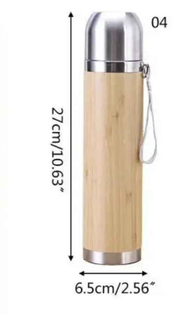 HOT SALE -Bamboo Thermos Cup Double Layer Inner Stainless Steel Insulated Bottle