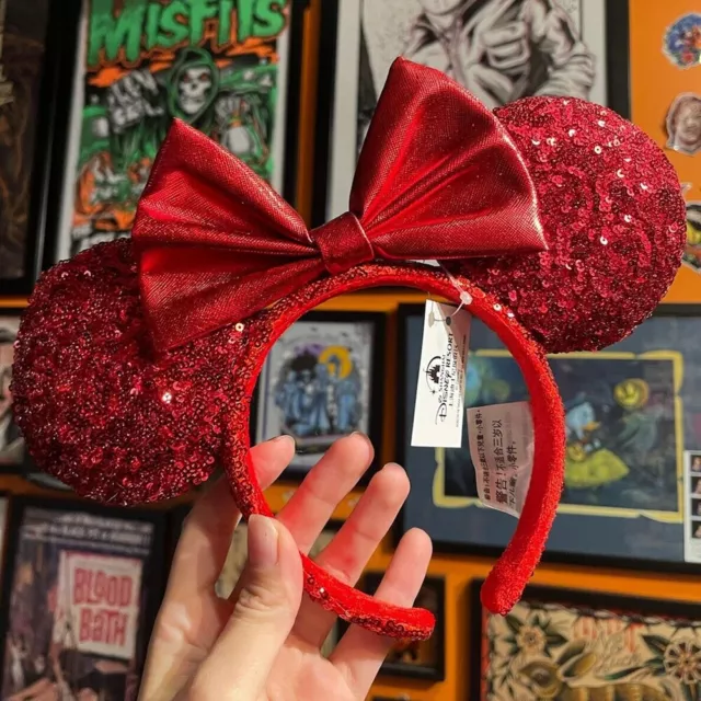 Disney Parks Minnie Ears Pirate Disneyland Red Sequin Bow Headband Girl