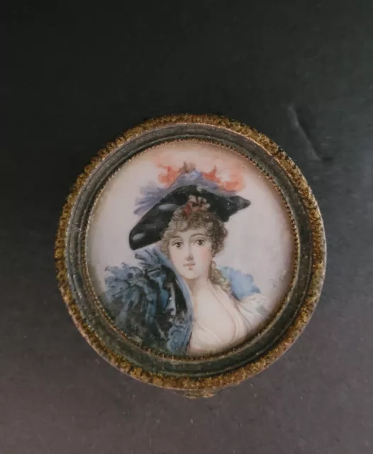 Antique Ormolu Miniature Portrait Trinket Box