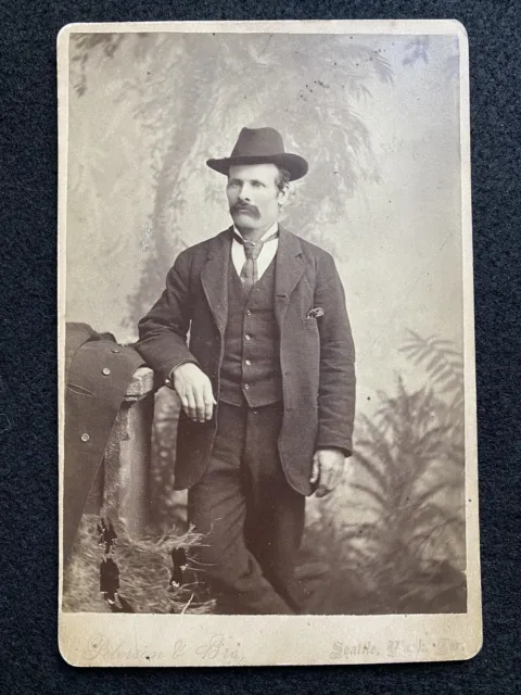 Antique Seattle Washington WA Handsome Man In Hat Cabinet Photo Card