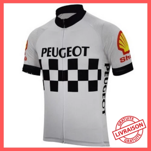 Maillot Cycliste Vintage Peugeot Shell Michelin SMS Santini Taille L Années 80