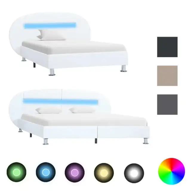 Polsterbett mit LED Bett Doppelbett Kunstlederbett mehrere Auswahl vidaXL