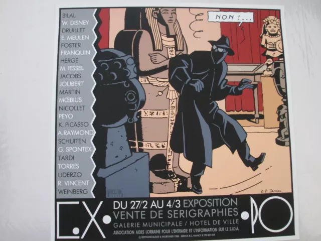 Jacobs Serigraphie Blake Et Mortimer Exposition Nancy 60 X 60 1988 Neuf