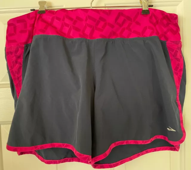 Brooks Womens Epiphany Running Shorts Lined Stretch Athletic Pink/Gray Size XL