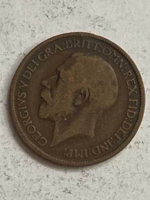 1918 half penny George V coin, British, english