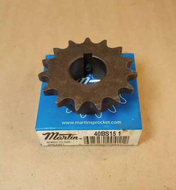 Martin 40BS15 1 Sprocket 1" Bore 15 Teeth 1/4" Keyway **NOS**