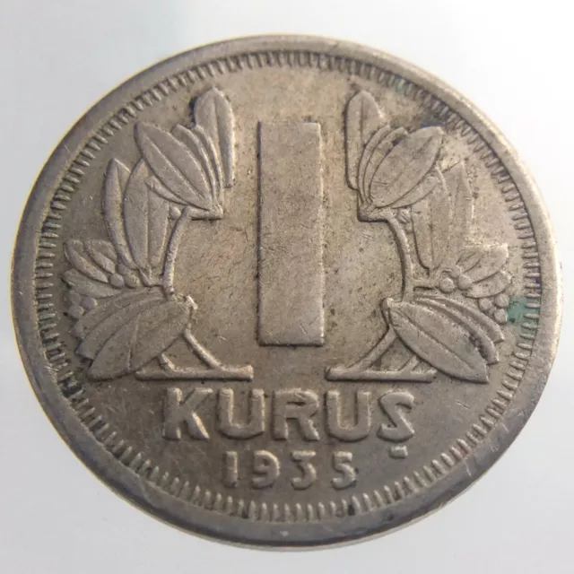 1935 Turkey One 1 Kurus KM# 861 Circulated Coin Copper-Nickel W351