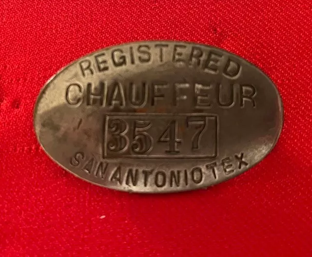 Vintage, San Antonio, Texas, Registered Chauffeur Badge with Saddle Pin